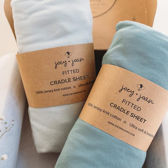 Cradle Sheets 18 x 36 Inch 100% Jersey Cotton Light + Dark Sage Green 2 Pack