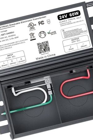 60W 24V Dimmable LED Driver for Lutron & Leviton Dimmer, Triac/ELV/MLV AC to DC Power Supply Transformer for LED Strip Light Dimmable, Constant Voltage Projects, UL&FCC-Listed, Class 2