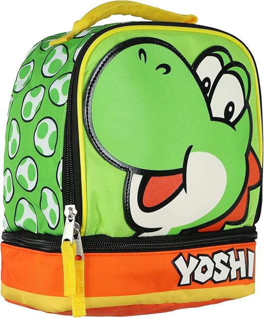 AI ACCESSORY INNOVATIONS Super Mario Yoshi Lunch Box Dual Compartment Insulated Lunch Tote