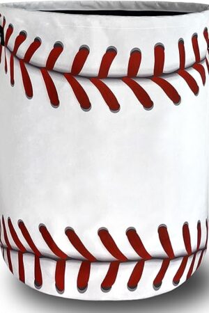 Baseball Texture Laundry Basket Foldable Funny Baseball Laundry Hamper With Handle Oxford Cloth Portable Clothes Storage Organizer Basket 18.9"x16.5" Laundry Bag For Laundry Room/Bedroom/Bathrooms