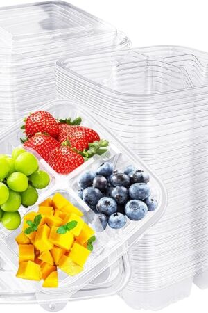 40 Pcs Bento Snack Containers,4-Compartment Meal Prep Lunch Container,Disposable Snack Containers with Lids for School,Work,Travel
