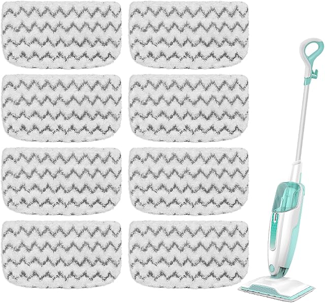 8 Pack Microfiber Steam Mop Replacement Pads for Shark Steam Mop S1000, S1000A, S1000C, S1000WM, S1001C Dirt Grip Steam Mop Pads, Washable & Reusable Microfiber Mop Pads for All Floor Clean