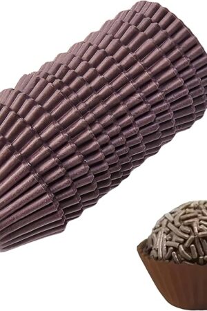 1000 Pcs (4#) - Forminha de Brigadeiro Número 4, Brigadeiro Forminhas 1 Inch, Forminhas para Brigadeiro, Brown small Cupcake Liners, Paper Wrappers for Chocolate Truffles, Baking, and Party Desserts