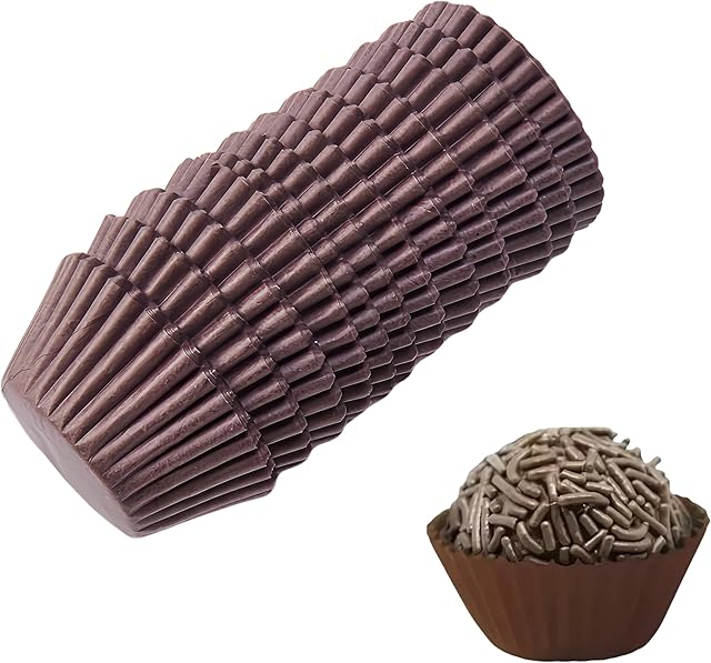 1000 Pcs (4#) - Forminha de Brigadeiro Número 4, Brigadeiro Forminhas 1 Inch, Forminhas para Brigadeiro, Brown small Cupcake Liners, Paper Wrappers for Chocolate Truffles, Baking, and Party Desserts