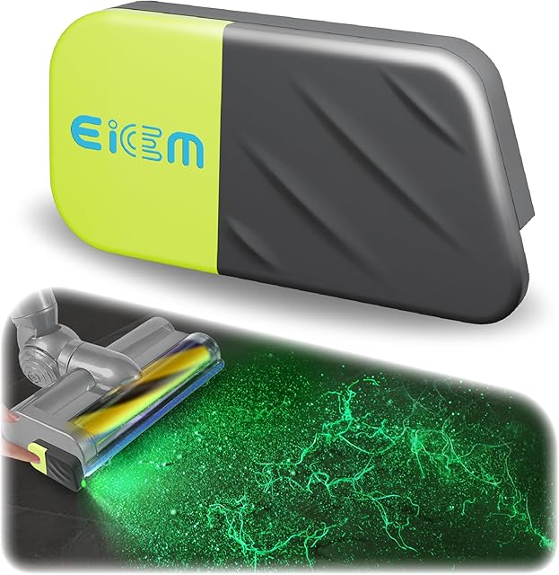 Vacuum Cleaner Dust Display Light, Green Vacuum Light Universal Attachment Suitable for Dyson Shark Bissell, Reveal Micro Dust & Detect Cat Dog Hair, Upgrade Accessories (USB-C Rechargeable)
