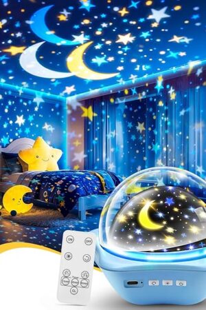 COOLNIGHT Star Lights for Bedroom, 72 Lighting Modes Star Projector Lights for Kids Room, 2400mAh Rechargeable Night Light Kids, Remote 360° Silent Sensory Light Projector for Boys Gifts