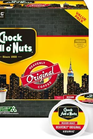 Chock full o’Nuts Heavenly Original Keurig K-Cup Pods for Keurig Brewers – Premium Arabica, Medium Roast – Single Serve – 1 Pack of 32 K-Cup Pods