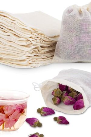 50Pcs Cotton Muslin Bags 3.94 x 3.15 Inches