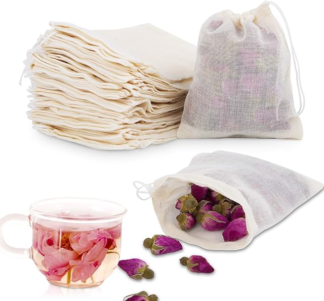 50Pcs Cotton Muslin Bags 3.94 x 3.15 Inches