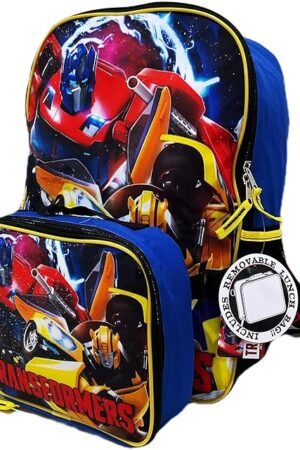 AI ACCESSORY INNOVATIONS Transformers Bumblebee & Optimus Prime Full Size 16 Inch Backpack with Detachable Lunch Box