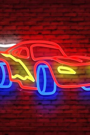 Car Neon Sign for Wall Decor Dimmable Racing Car Neon Sign Led Neon Light Neon Racing Car Sign Car Neon Lights Signs Light Up Sign for Kids Bedroom Boys Room Playroom Birthday Party Gifts, acrylic