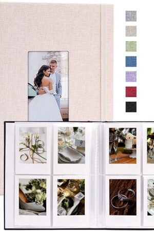 Vienrose Mini Polaroid Photo Album Book 208 Photos 2x3 Inch Pictures for Fujifilm Instax Mini 7s 8 9 11 25 26 40 50s 90 Evo Z2300 Instant Camera, Polaroid Snap Beige 1 Pack
