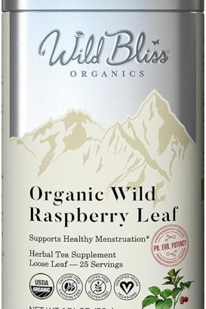 Wild Bliss Organic Red Raspberry Leaf Tea Pregnancy and Menstrual Support - Loose Leaf Herbal Tea - 1.76 Oz - 25 Servings