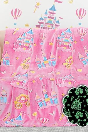 BORORO Princess Blanket Pink Blanket Glow in The Dark