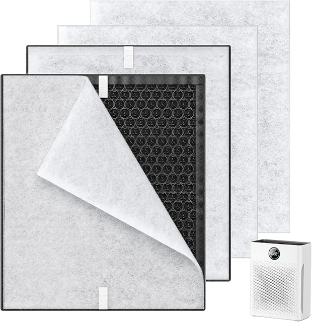 2 Pack PR1 Replacement Filter for Mooka Mode PR1 Air Purifier, H13 True HEPA Filter for Home Large Room up to 2200sq.ft, includes 4pcs Washable Pre Filter Removes Pollen Dander Smoke Pet Hair Dust