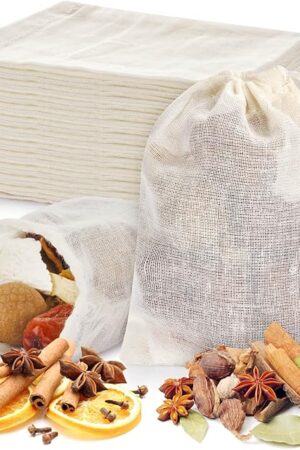 36PCS Drawstring Muslin Bags, 3x4In Reusable Empty Tea Bag for Loose Tea, Natural Cotton Unbleached Cheese Cloth Bag, Spice Bags for Filtering Cooking Soups/Herbs/Herbal Tea/Cold-Brewed Coffee