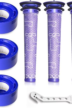 6 Pack Replacement Filters for Dyson V7 Animal V8 Animal V8 Absolute, 3 Pre Filters and 3 Post Filters, Replaces Part No.965661-01 & 967478-01