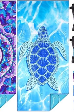 2 Pack Microfiber Oversized Lightweight Beach Towel 71"x32" XL Extra Large Thin Sand Free Towels Travel Swim Pool Yoga Gym Camping for Adults Women Men Beach Essentials Accessories Vacation Gift