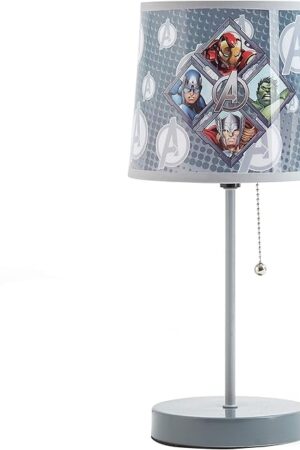 Avengers Stick Table Kids Lamp with Pull Chain, Themed Printed Decorative Shade,Metal