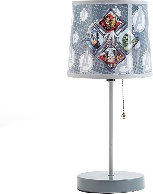 Avengers Stick Table Kids Lamp with Pull Chain, Themed Printed Decorative Shade,Metal