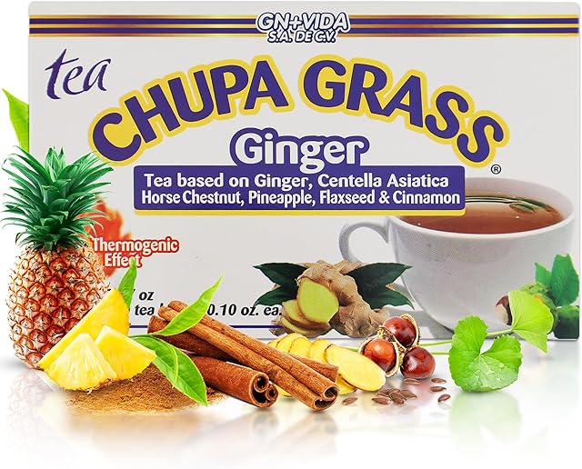 CHUPA Grass Ginger Tea with Gotu Kola & Cinnamon, 30 Tea Bags | New Improved Formula | 0.10 oz Each Bag | Tea Based | Te CHUPA Panza Jengibre