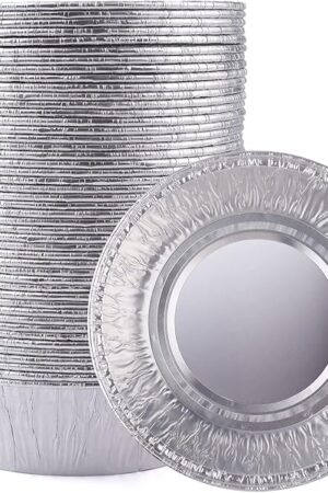 4 Inch Aluminum Foil Mini Pie Pans 50Pcs - Disposable Small Mini Pie Tins Pot Pie Tins For Bakeries, Cafes, Restaurants - Durable Mini Tart Pans for Pie, Fruit Tarts, Quiche (50, 4 Inch)