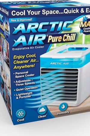 Arctic Air Pure Chill Evaporative Air Cooler By Ontel - Powerful 3-Speed Personal Space Cooler, Quiet, Lightweight And Portable For Bedroom, Office, Living Room & More