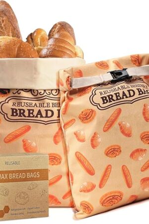 2 Pack Sourdough Beeswax Bread Bags for Homemade Bread, XL Natural Cotton Sourdough Reusable Beeswax Bread Storage Bag, Keep Fresh and Upgrade Large Capacity Portable