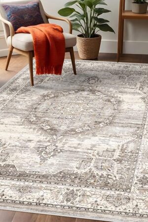 Washable Area Rugs 3x5 Entryway: Soft Ultra Thin Low Pile Mat Machine Washable Indoor Doormat Lightweight Entry Rug Anti Slip Backing Rugs for Living Room Bedroom Kitchen 3'x5' Beige
