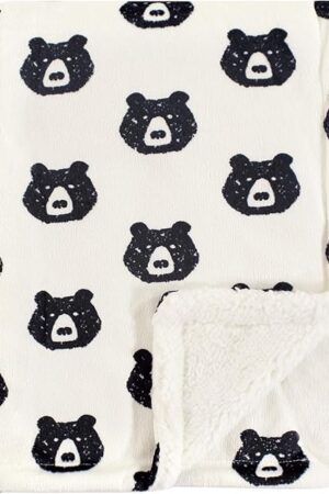 Yoga Sprout Mink Blanket with Sherpa Backing, Bear