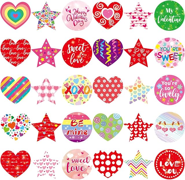 The Fancy Land 600 Valentines Heart Sticker for Kids Cards Envelopes Craft Scrapbooking Valentine Day Party Supplies
