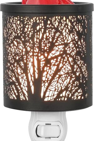 Wax Warmer Black Black Forest Tree Pattern