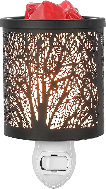 Wax Warmer Black Black Forest Tree Pattern