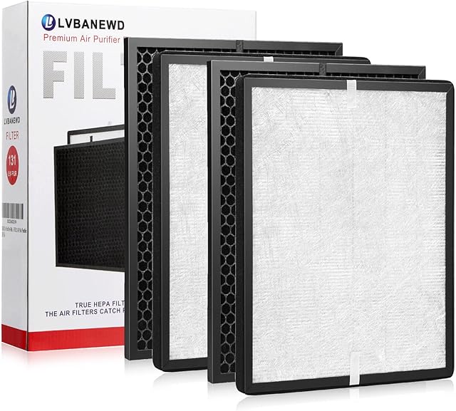 2 Pack LV-PUR131 Replacement Filters Set Compatible with Levoit LV-PUR131, LV-PUR131S, LV-PUR131-RF, 2 H13 Filter & 2 Activated Carbon