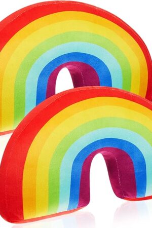 Chunful 2 Pcs Rainbow Pillow for Girls Kids 13.8 x 8.7 x 4 Inch Plush Cute Rainbow Throw Pillow Arch Shaped Floor Cushion Stuffed Decoration for Bed Chair Room Home Decor (Colorful)