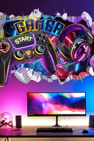 decalmile Large 3D Game Wall Decals Gamer Controller Video Gaming Joystick Wall Stickers Teenagers Boy Bedroom Playroom Wall Decor