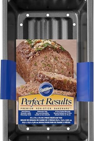 Wilton Perfect Results Premium Non-Stick Bakeware - Meatloaf Pan Set, Reduce the Fat and Kick Up the Flavor, 2-Piece Set