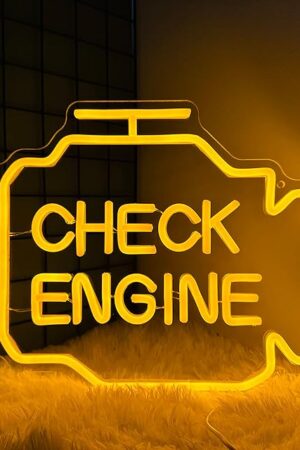 Check Engine Light Neon Signs for Wall Decor, LED Garage Neon Signs Wall Art Gifts for Dad, USB Powered for Man Cave Auto Repair Shop Workshop Party Birthday Gift(15.7x11.8in)