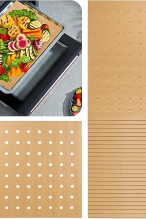 200 Pcs Air Fryer Liners Disposable, Parchment Paper for Baking, 11 x 9 inch Unbleached Parchment Paper Sheets, Baking Sheets for Oven, Baking Paper Air Fryer Sheets, HOFHTD Air Fryer Accessories