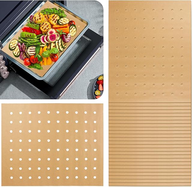 200 Pcs Air Fryer Liners Disposable, Parchment Paper for Baking, 11 x 9 inch Unbleached Parchment Paper Sheets, Baking Sheets for Oven, Baking Paper Air Fryer Sheets, HOFHTD Air Fryer Accessories