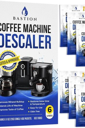 Descaling Powder Solution (6-Uses) Coffee Machine Descaler Cleaner | Compatible with Breville Keurig Nespresso Delonghi Ninja | To Descale Automatic Coffee Pots & Makers & Espresso Machines