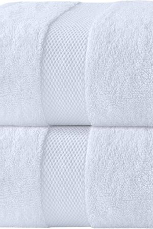 White Classic Luxury Bath Sheets Towels for Adults Extra Large 35x70 Inch - 700 GSM Turkish Cotton, Highly Absorbent | Hotel Collection | 2 Pack