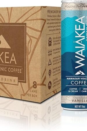 Waiakea Hawaiian Volcanic Coffee - Vanilla & Mocha Combo Pack - Ready to Drink Canned Coffee