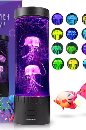 Brewish Jellyfish Lamp (Upgraded Motor 2025),16 Color Changing Mood Lamps, 4 Modes Aquarium Night Light, Artificial Fish Tank with Moving Fish, Sensory Room LED Lights for Autism, ADHD, Excellent Gift