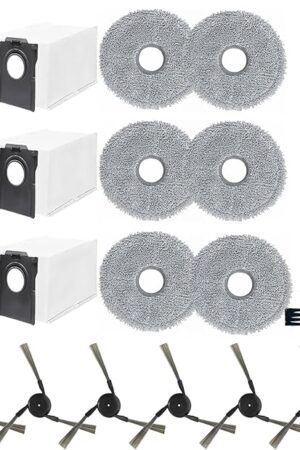 Accessories for Dreame L40 Ultra, X40 Ultra, for MOVA P10, P50 Pro Ultra Robot Vacuum Cleaner, P10 Pro Ultra Replacement, 1 Main Brush, 2 Filters, 3 Dust Bags, 6 Mop Pads, 6 Side Brushes