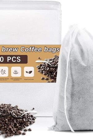 150 Pcs Cold Brew Bags 4x6 inch, No Mess Disposable Cold Brew Coffee Filter Pouches with Drawstring Large Empty Tea Bag for Loose Leaf Tea, Iced Coffee, Herbs, Spice, Home brewing, Hot pot