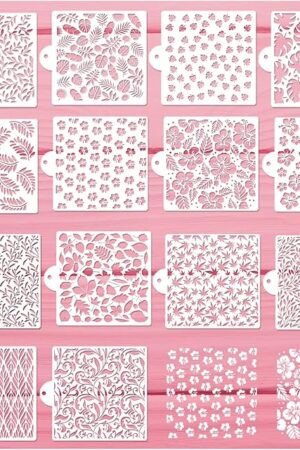 Cake Stencils Decorating Buttercream Cookie Stencils for Royal Icing Leopard Stencil Airbrush Snake Skin Mermaid Scale Stencil Cheetah Cow Print Templates for Baking (14 5.5'' Leaf Cookie Stencils)
