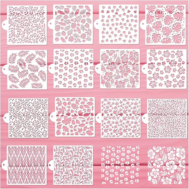 Cake Stencils Decorating Buttercream Cookie Stencils for Royal Icing Leopard Stencil Airbrush Snake Skin Mermaid Scale Stencil Cheetah Cow Print Templates for Baking (14 5.5'' Leaf Cookie Stencils)