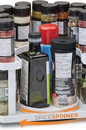 Allstar Innovations Spice Spinner Two-Tiered Spice Organizer & Holder That Saves Space, Keeps Everything Neat, Organized & Within Reach With Dual Spin Turntables