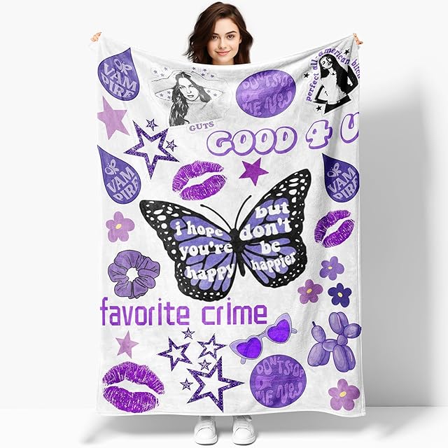 50'' x 40'' Music Olivia Singer Throw Blanket, Gifts for Boys Girls Fans Women, Soft Blankets All Seasons, Plush Cozy Lightweight Flannel Quilts for Bedroom Sofa Couch Living Room Decoration